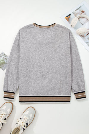 Harlee Contrast Striped Trim Sweatshirt