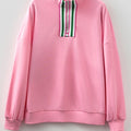 Felitina Patchwork Zip Collar Pullover