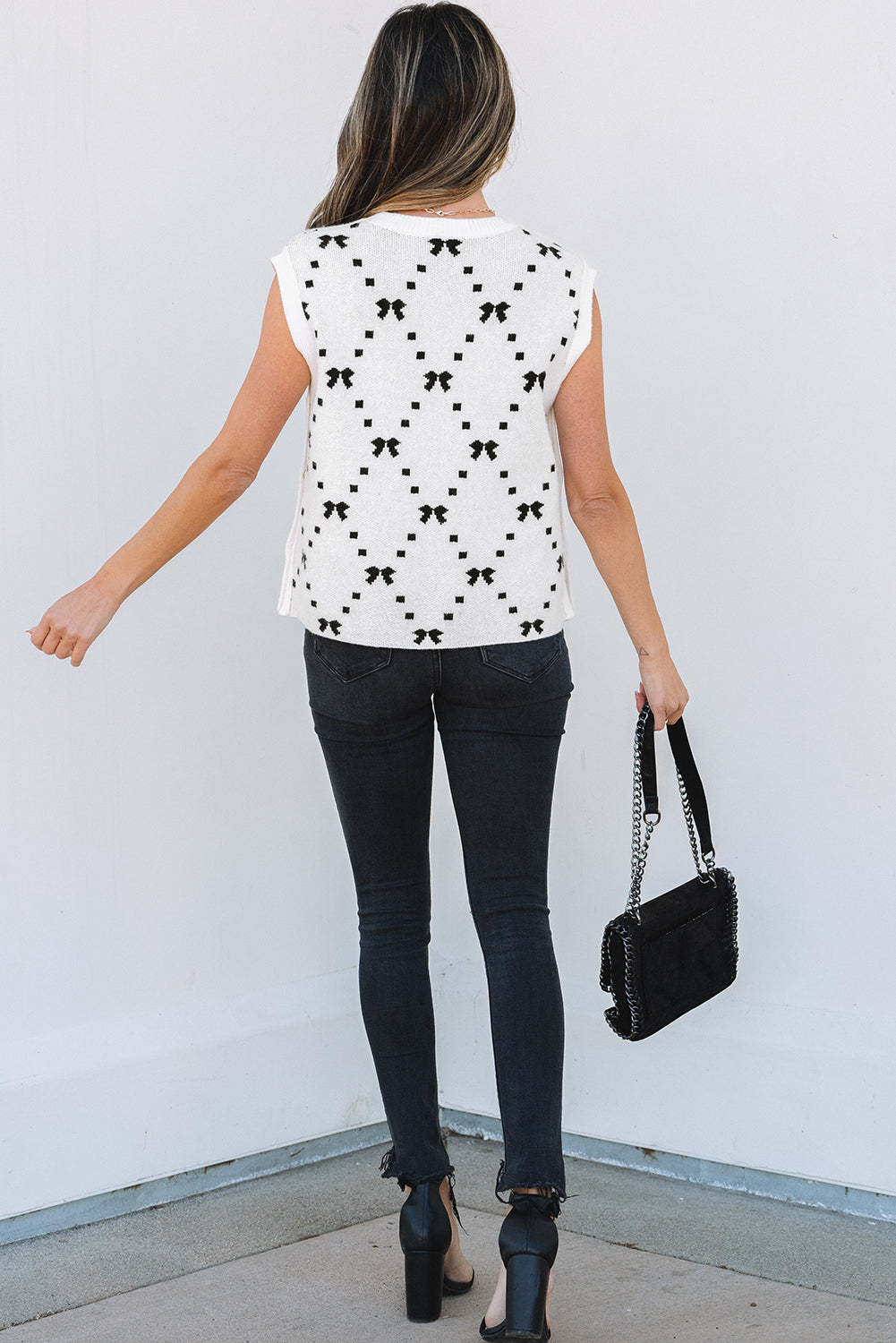 Reagan Pattern Side Cropped Sweater