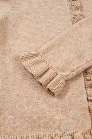 Yamileth Oatmeal Ruffle Trim Sweater