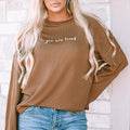 Jessiette Loved Print Corduroy Sweatshirt