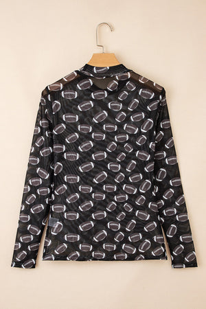 Maci Rugby Mesh Sheer Long Sleeve Top
