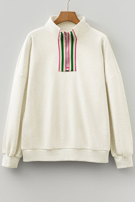 Felitina Patchwork Zip Collar Pullover