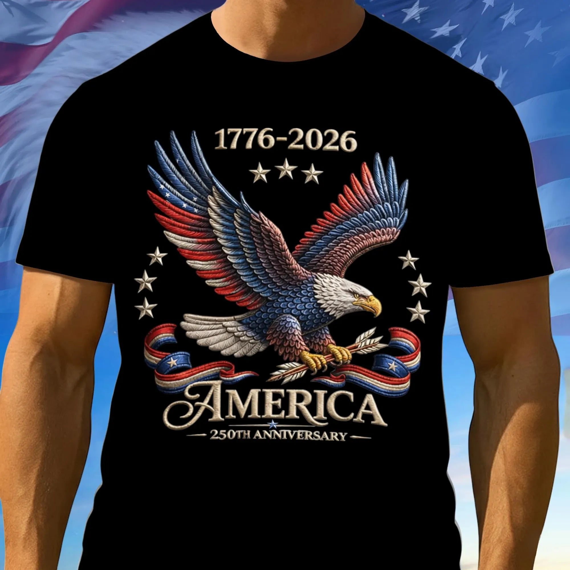 250th Anniversary America Patriotic T-Shirt, Bald Eagle American Flag