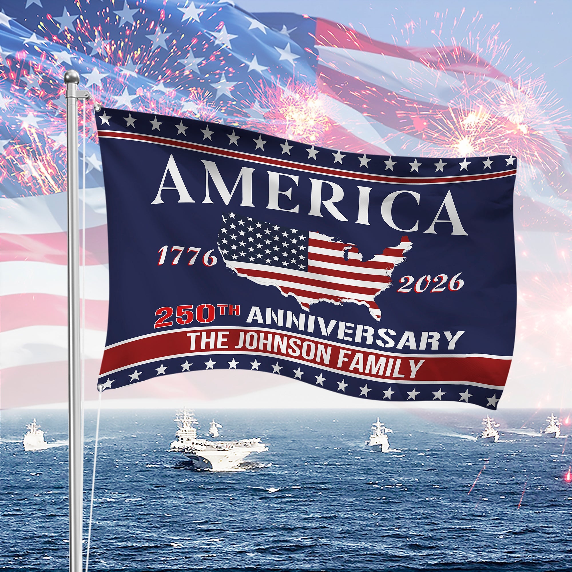Personalized Family Name America 250th Anniversary Banner House Flag LM32 897751