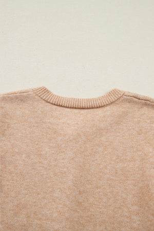 Yamileth Oatmeal Ruffle Trim Sweater