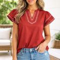 Andie Trim Flutter Sleeve Blouse
