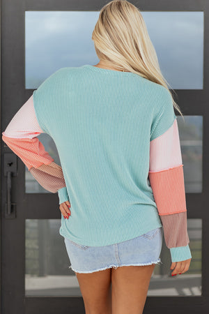 Aria Knit Colorblock Henley Top