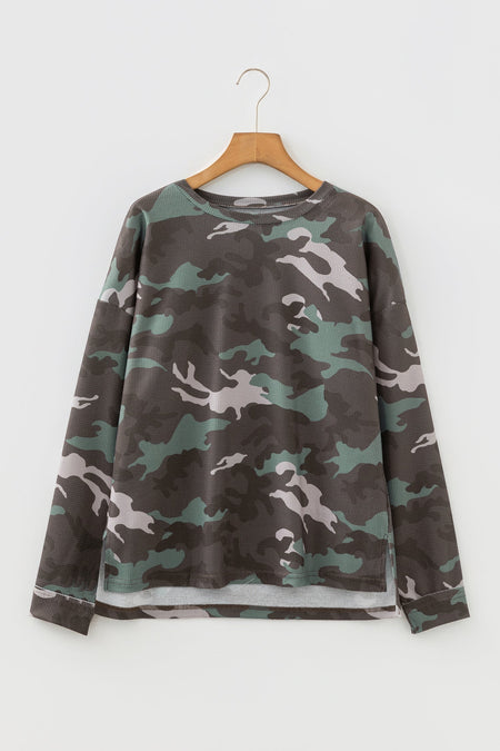 Anaya Textured Drop Shoulder Long Sleeve Top