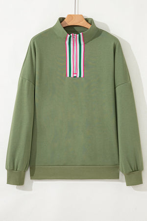 Felitina Patchwork Zip Collar Pullover