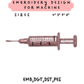 Syringe Embroidery File Nurse Doctor Medical Healthcare Machine Stitch Design