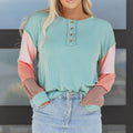 Aria Knit Colorblock Henley Top