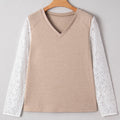 Penny Contrast Lace Patchwork Long Sleeve Top
