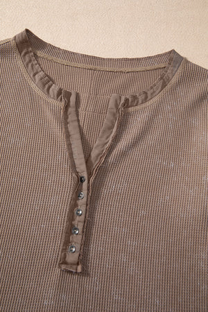Zahra Waffle Knit Neckline Long Sleeve Top