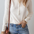 Teresa Color Waffle Half Long Sleeve Top