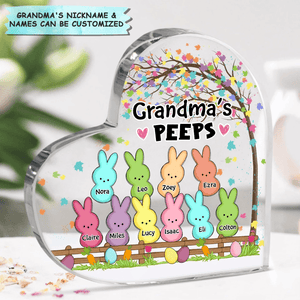 Grandma's Bunnies Easter Eggs - Custom Heart-shaped Acrylic Plaque - Personalized Gift for Grandma