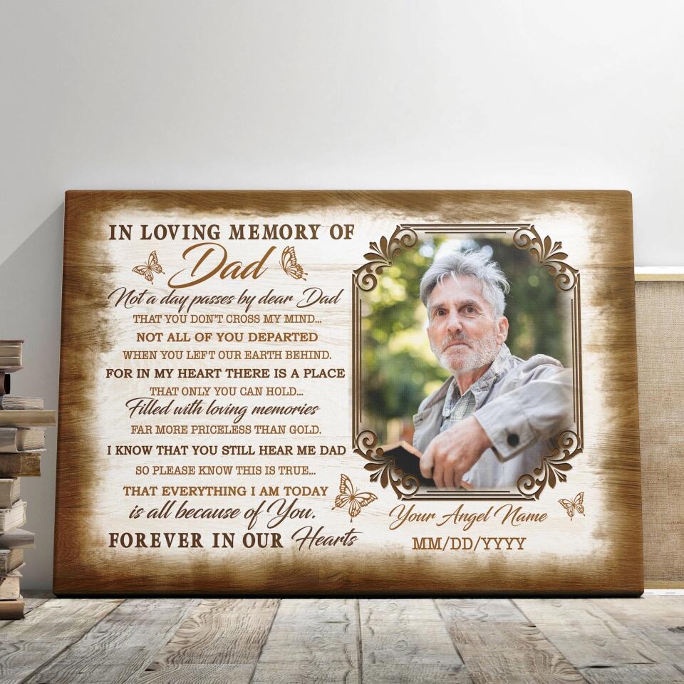 Personalized Canvas Prints Custom Name And Upload Photo - Sympathy Loss Of Father Remembrance Father In Heaven Poem, Love Dad Dem Canvas