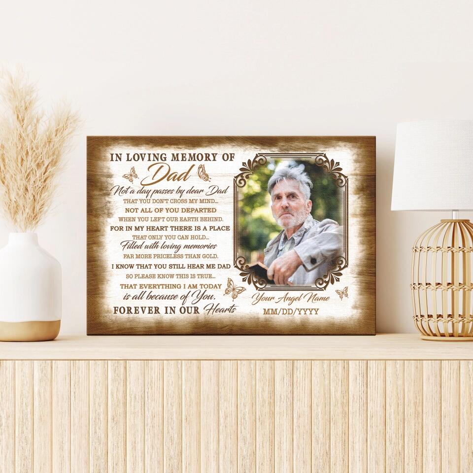 Personalized Canvas Prints Custom Name And Upload Photo - Sympathy Loss Of Father Remembrance Father In Heaven Poem, Love Dad Dem Canvas