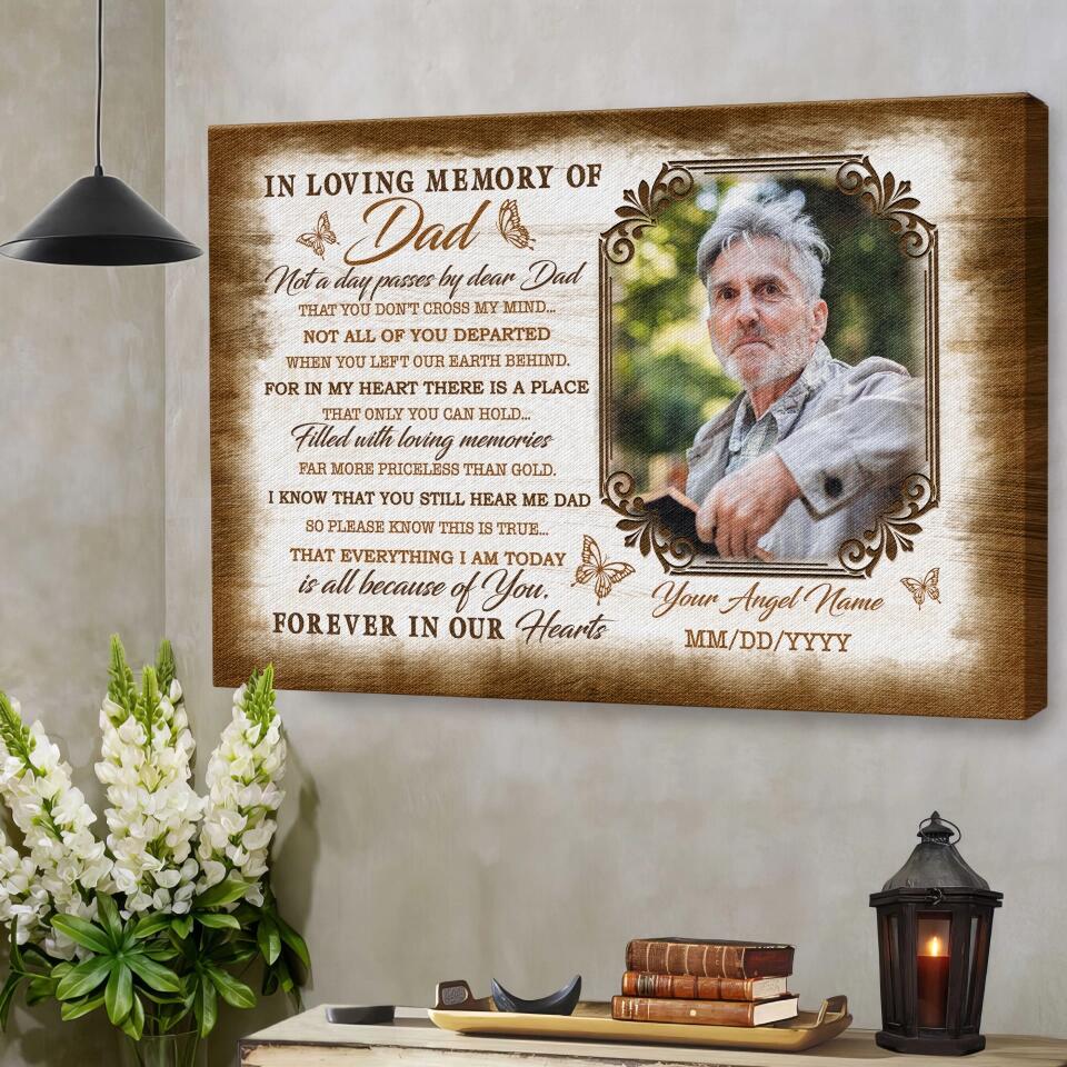 Personalized Canvas Prints Custom Name And Upload Photo - Sympathy Loss Of Father Remembrance Father In Heaven Poem, Love Dad Dem Canvas