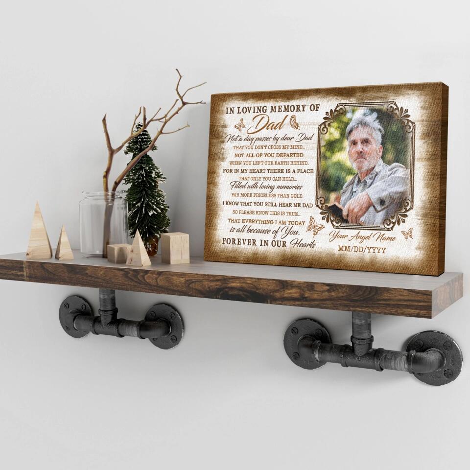 Personalized Canvas Prints Custom Name And Upload Photo - Sympathy Loss Of Father Remembrance Father In Heaven Poem, Love Dad Dem Canvas
