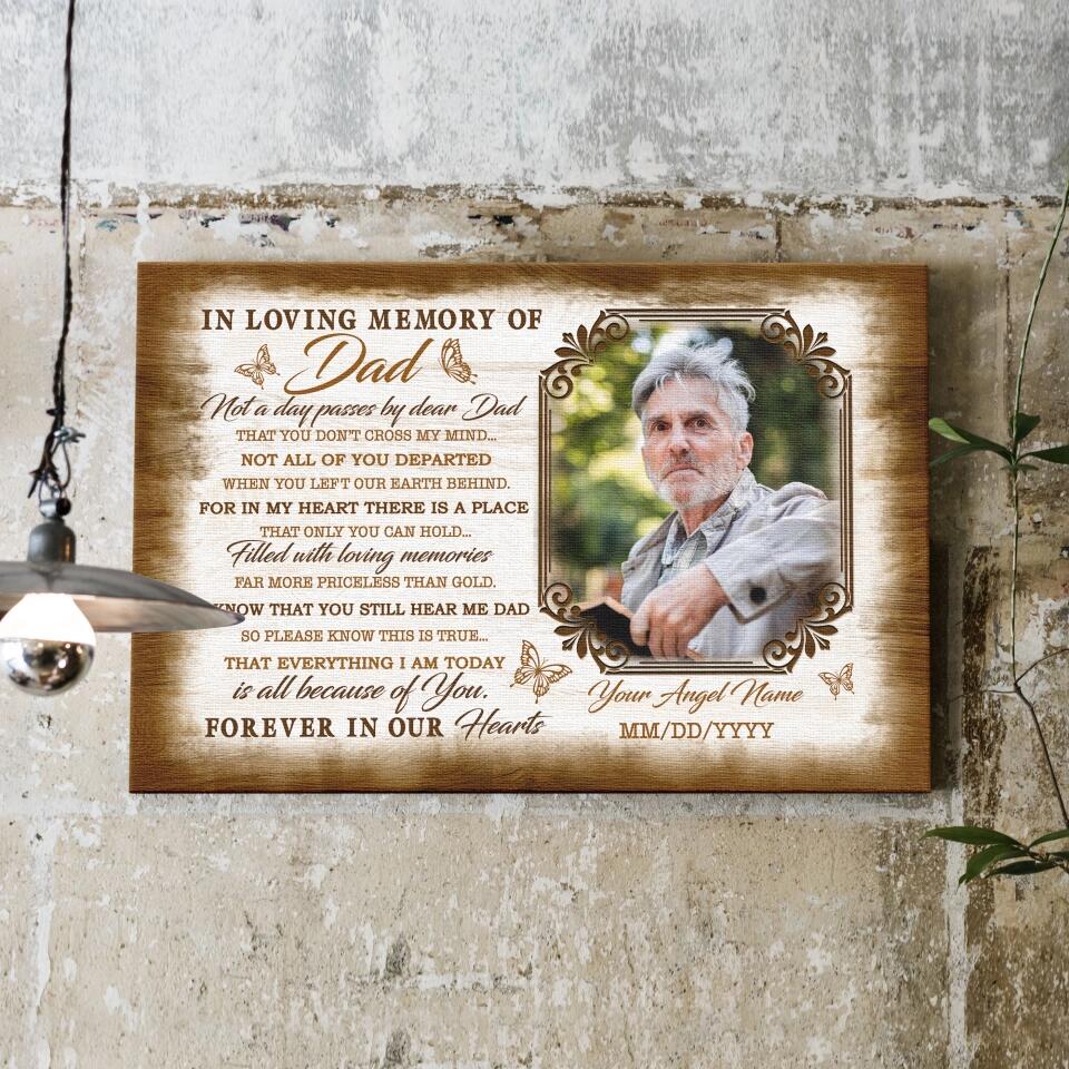 Personalized Canvas Prints Custom Name And Upload Photo - Sympathy Loss Of Father Remembrance Father In Heaven Poem, Love Dad Dem Canvas