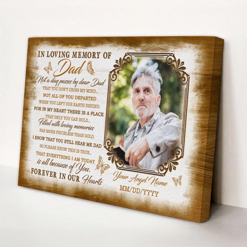 Personalized Canvas Prints Custom Name And Upload Photo - Sympathy Loss Of Father Remembrance Father In Heaven Poem, Love Dad Dem Canvas