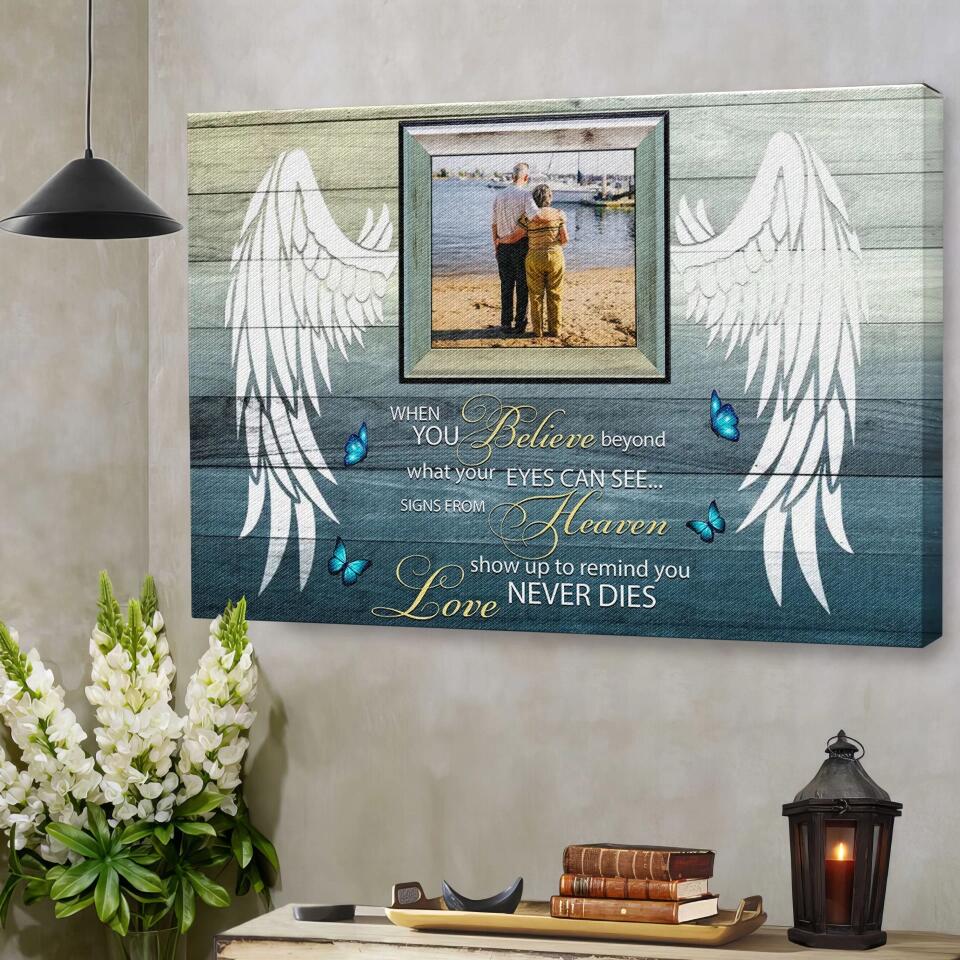 Personalized Canvas Prints Upload Photo, Custom Quote - Your Wings Were Ready, When You Believe  ... Dem Canvas