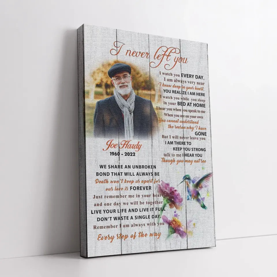 Personalized Canvas Prints Custom Photo, Memorial Gift, Gift For Loss Of Dad, I Never Left You Dem Canvas