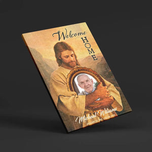 Personalized Canvas Prints, Custom Photo And Name, Memorial Gift, Mom Loss Gift, Father Loss Gift, Welcome Home, Safe In The Arms Of Jesus Dem Canvas