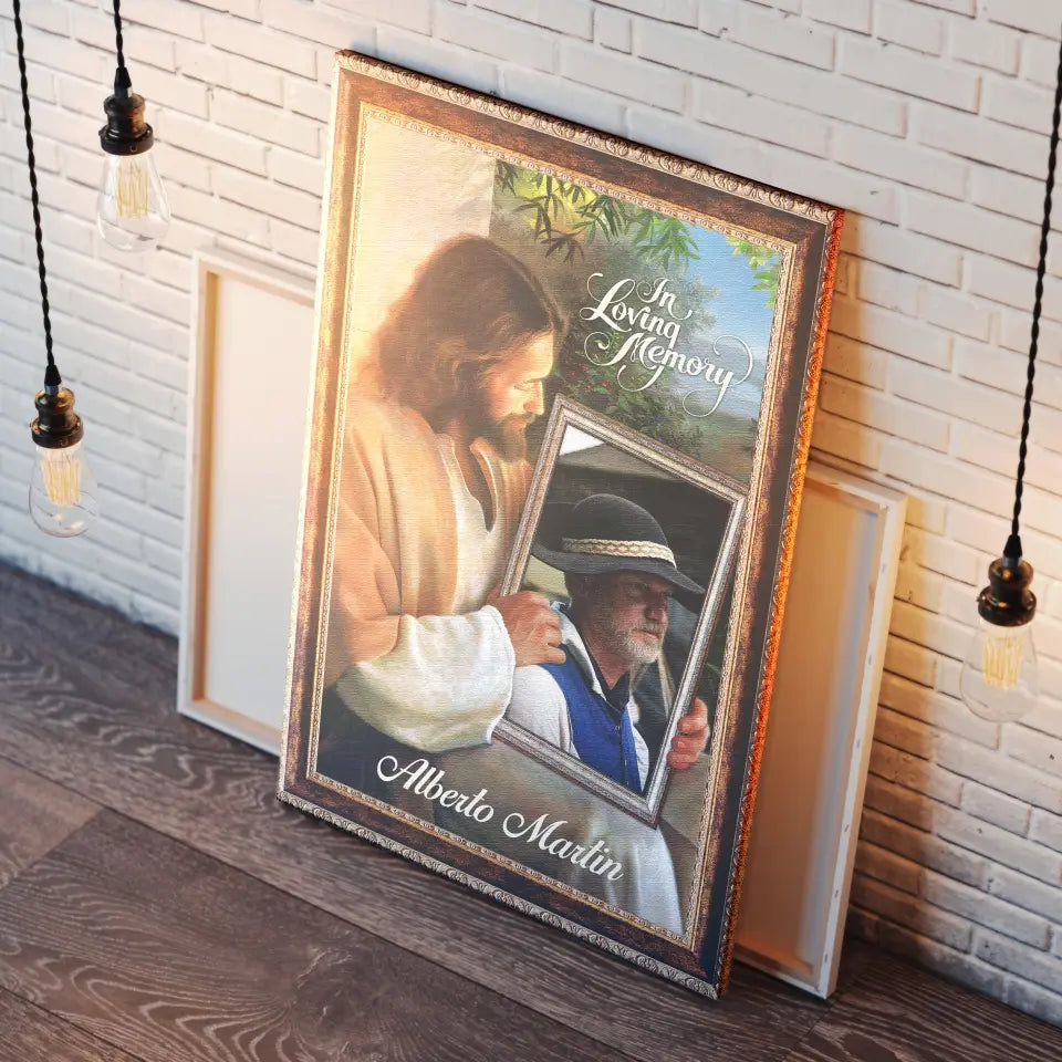 Personalized Canvas Prints Custom Name And Photo, Sympathy Gift, Jesus Memorial Gift, Remembrance Gift, Bereavement Gift, In Loving Memory Dem Canvas