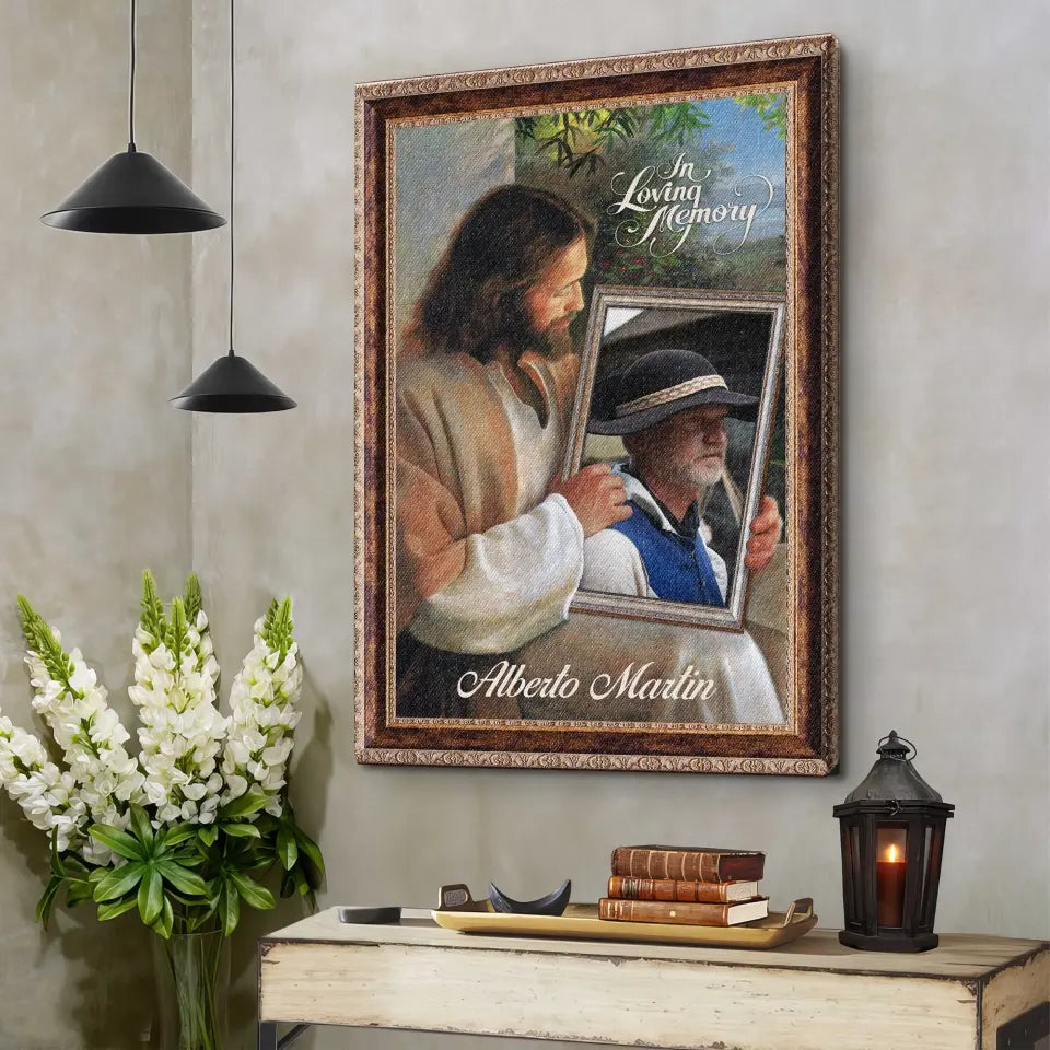 Personalized Canvas Prints Custom Name And Photo, Sympathy Gift, Jesus Memorial Gift, Remembrance Gift, Bereavement Gift, In Loving Memory Dem Canvas