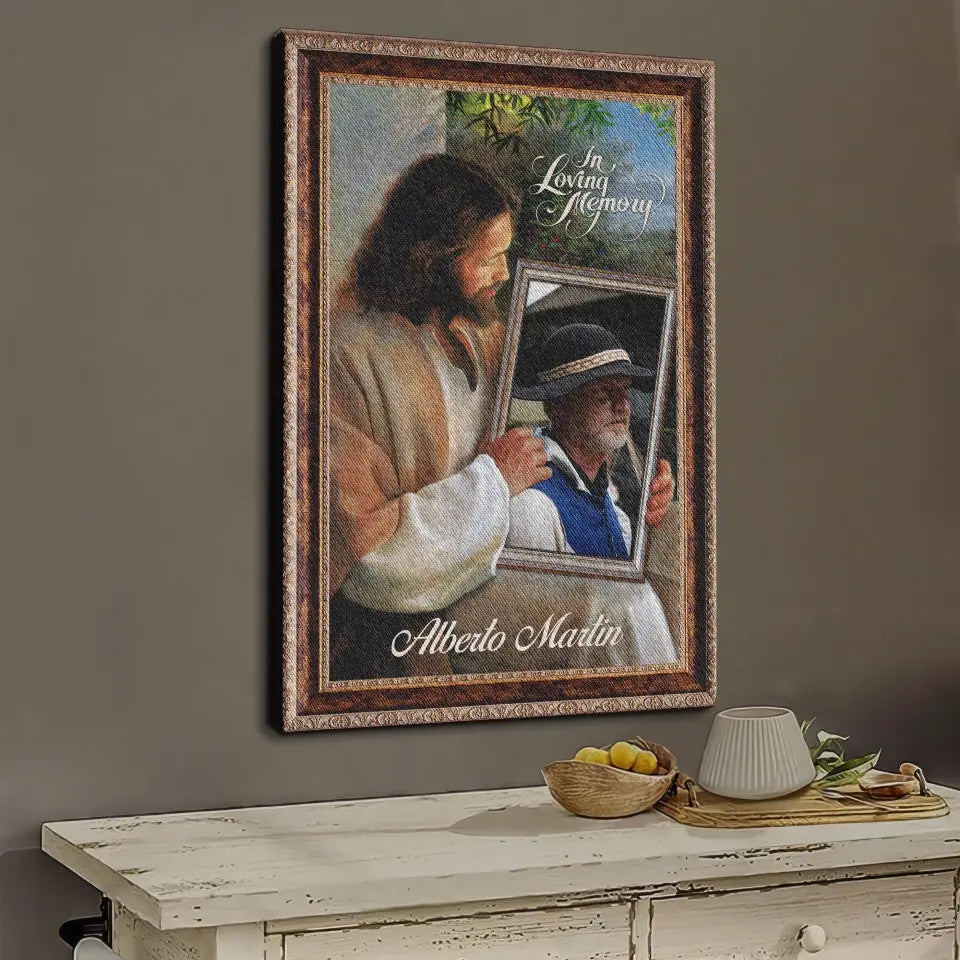 Personalized Canvas Prints Custom Name And Photo, Sympathy Gift, Jesus Memorial Gift, Remembrance Gift, Bereavement Gift, In Loving Memory Dem Canvas