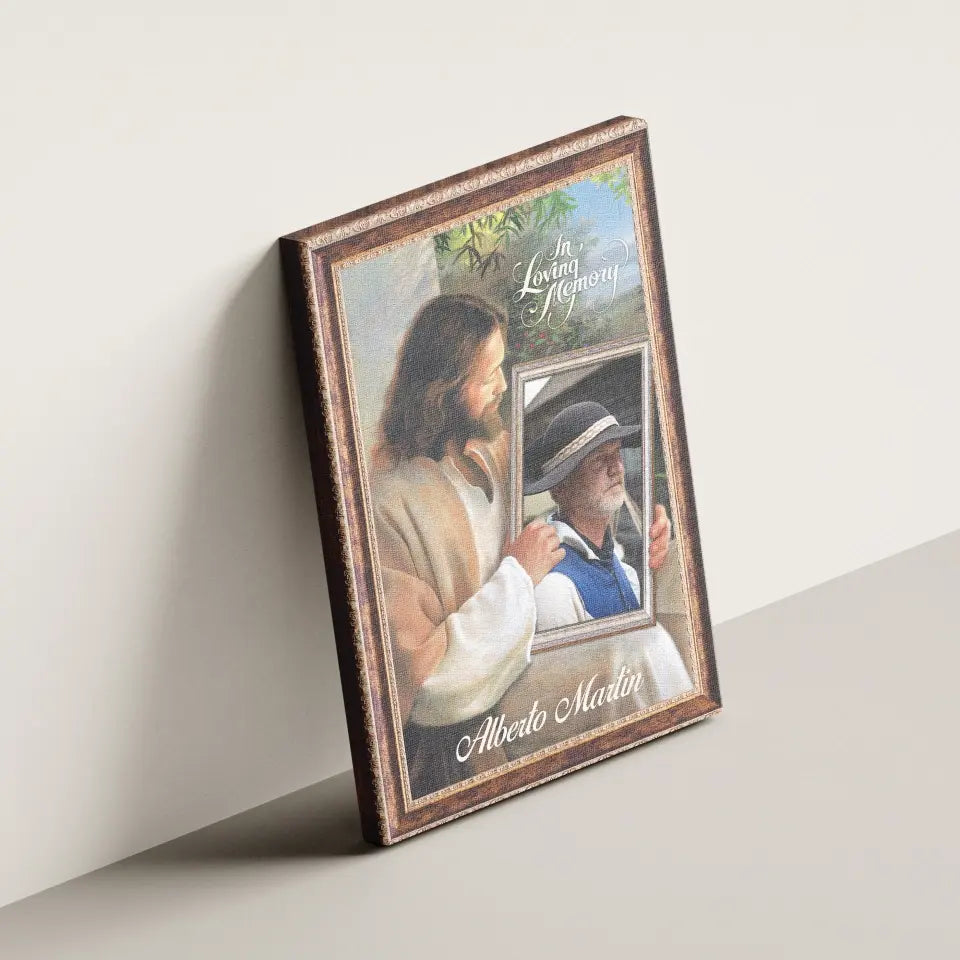 Personalized Canvas Prints Custom Name And Photo, Sympathy Gift, Jesus Memorial Gift, Remembrance Gift, Bereavement Gift, In Loving Memory Dem Canvas