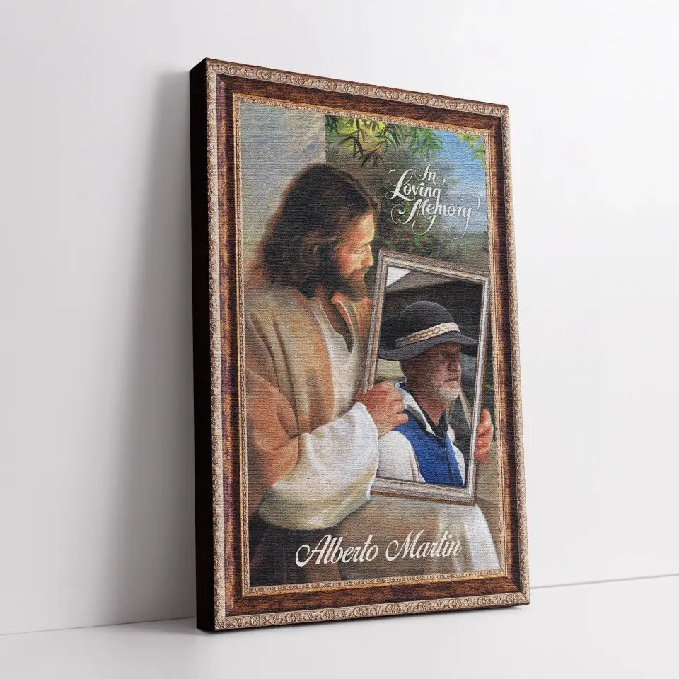 Personalized Canvas Prints Custom Name And Photo, Sympathy Gift, Jesus Memorial Gift, Remembrance Gift, Bereavement Gift, In Loving Memory Dem Canvas