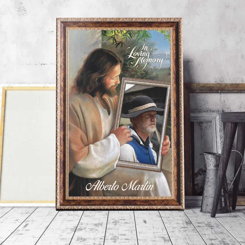 Personalized Canvas Prints Custom Name And Photo, Sympathy Gift, Jesus Memorial Gift, Remembrance Gift, Bereavement Gift, In Loving Memory Dem Canvas