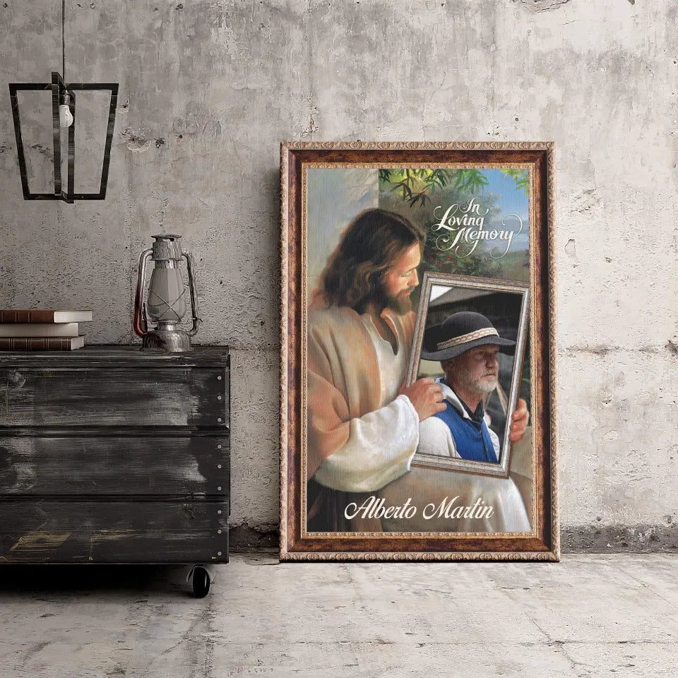 Personalized Canvas Prints Custom Name And Photo, Sympathy Gift, Jesus Memorial Gift, Remembrance Gift, Bereavement Gift, In Loving Memory Dem Canvas