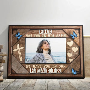 Personalized Canvas Prints Custom Photo, Sympathy Gifts, Remembrance, Memorial Gifts, Gifts, God Have You In His Arms Dem Canvas