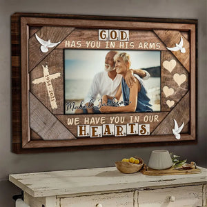 Personalized Canvas Prints Custom Photo, Sympathy Gifts, Remembrance, Memorial Gifts, Gifts, God Have You In His Arms Dem Canvas