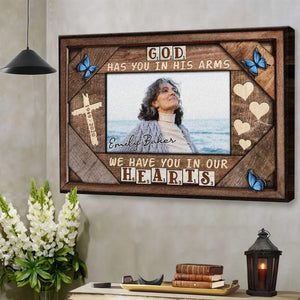 Personalized Canvas Prints Custom Photo, Sympathy Gifts, Remembrance, Memorial Gifts, Gifts, God Have You In His Arms Dem Canvas