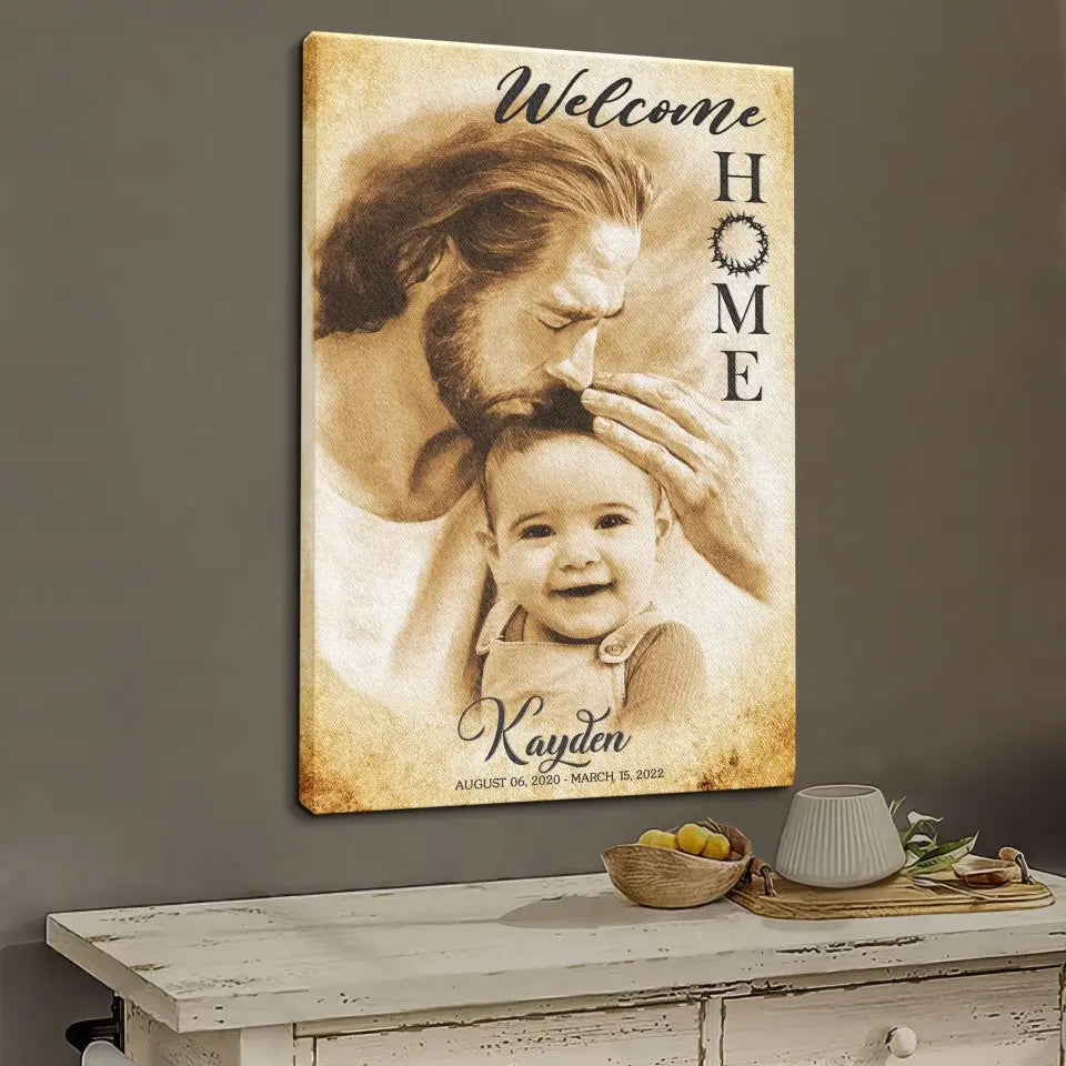 Personalized Canvas Prints, Custom Photo, Memorial Gift, Baby Boy Loss Gift, Baby Loss Gift, Welcome Home, Safe In The Arms Of Jesus Dem Canvas