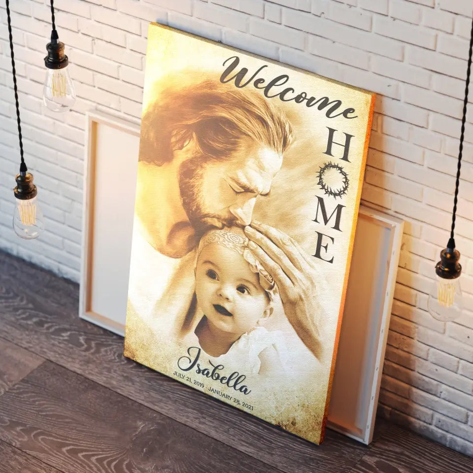 Personalized Canvas Prints, Custom Photo Memorial Gift, Baby Girl Loss Gift, Baby Loss Gift, Welcome Home, Safe In The Arms Of Jesus Dem Canvas
