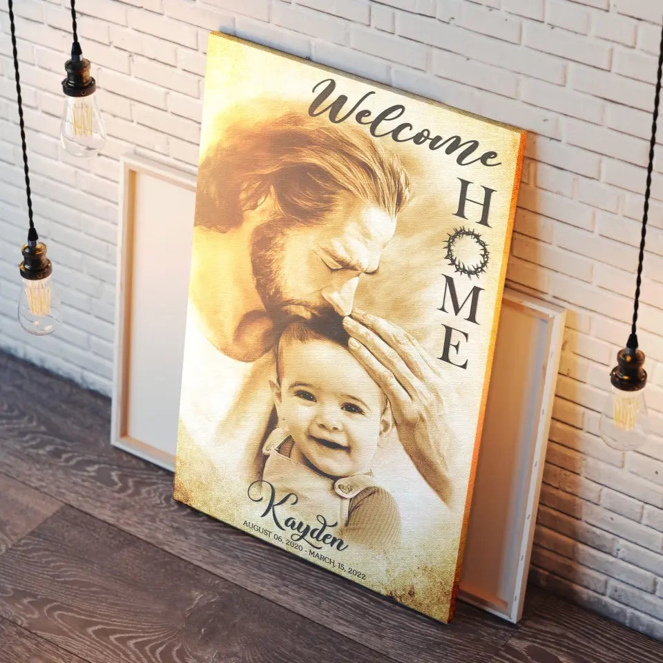 Personalized Canvas Prints, Custom Photo, Memorial Gift, Baby Boy Loss Gift, Baby Loss Gift, Welcome Home, Safe In The Arms Of Jesus Dem Canvas