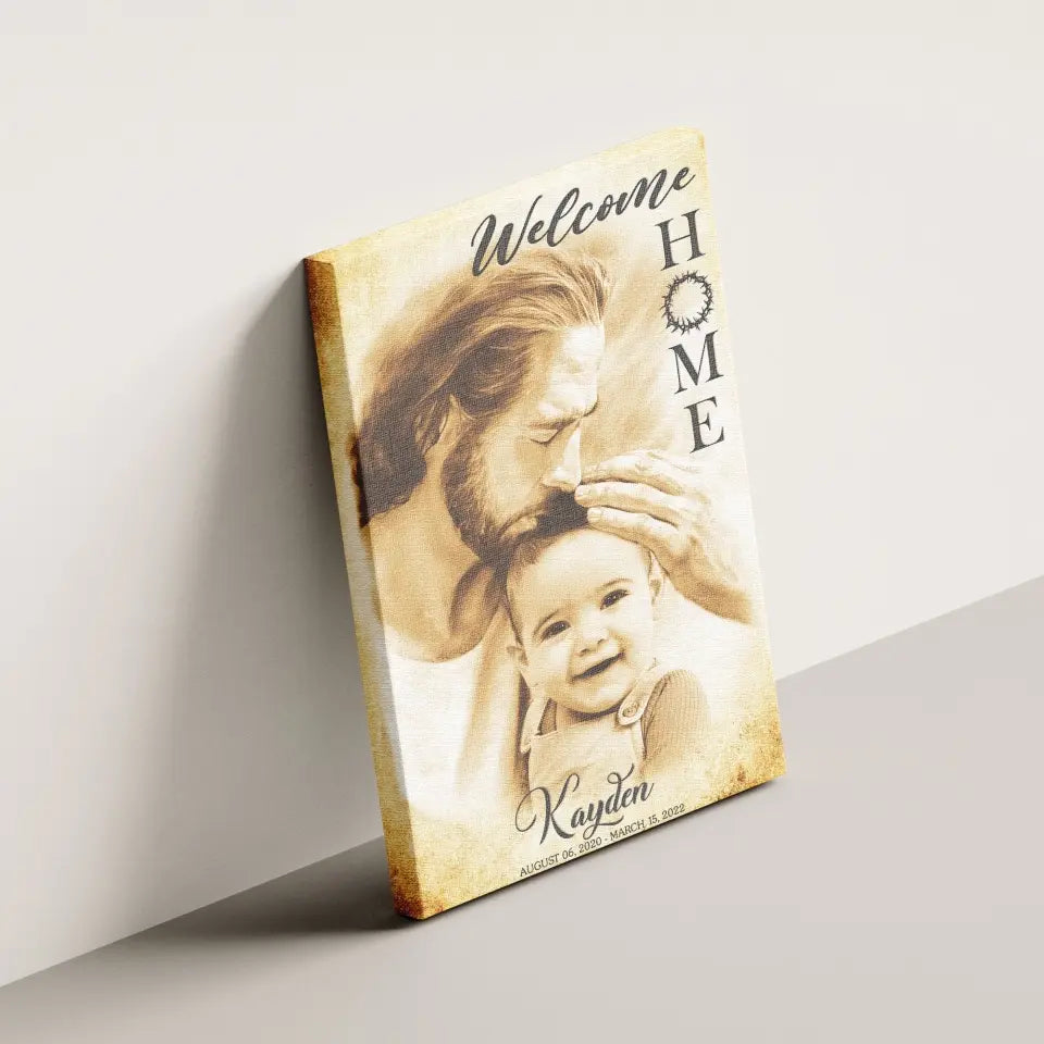 Personalized Canvas Prints, Custom Photo, Memorial Gift, Baby Boy Loss Gift, Baby Loss Gift, Welcome Home, Safe In The Arms Of Jesus Dem Canvas