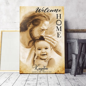 Personalized Canvas Prints, Custom Photo, Memorial Gift, Baby Boy Loss Gift, Baby Loss Gift, Welcome Home, Safe In The Arms Of Jesus Dem Canvas