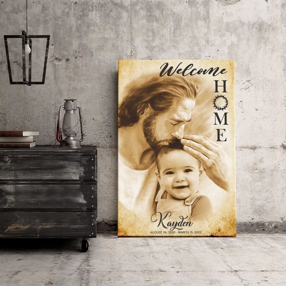 Personalized Canvas Prints, Custom Photo, Memorial Gift, Baby Boy Loss Gift, Baby Loss Gift, Welcome Home, Safe In The Arms Of Jesus Dem Canvas