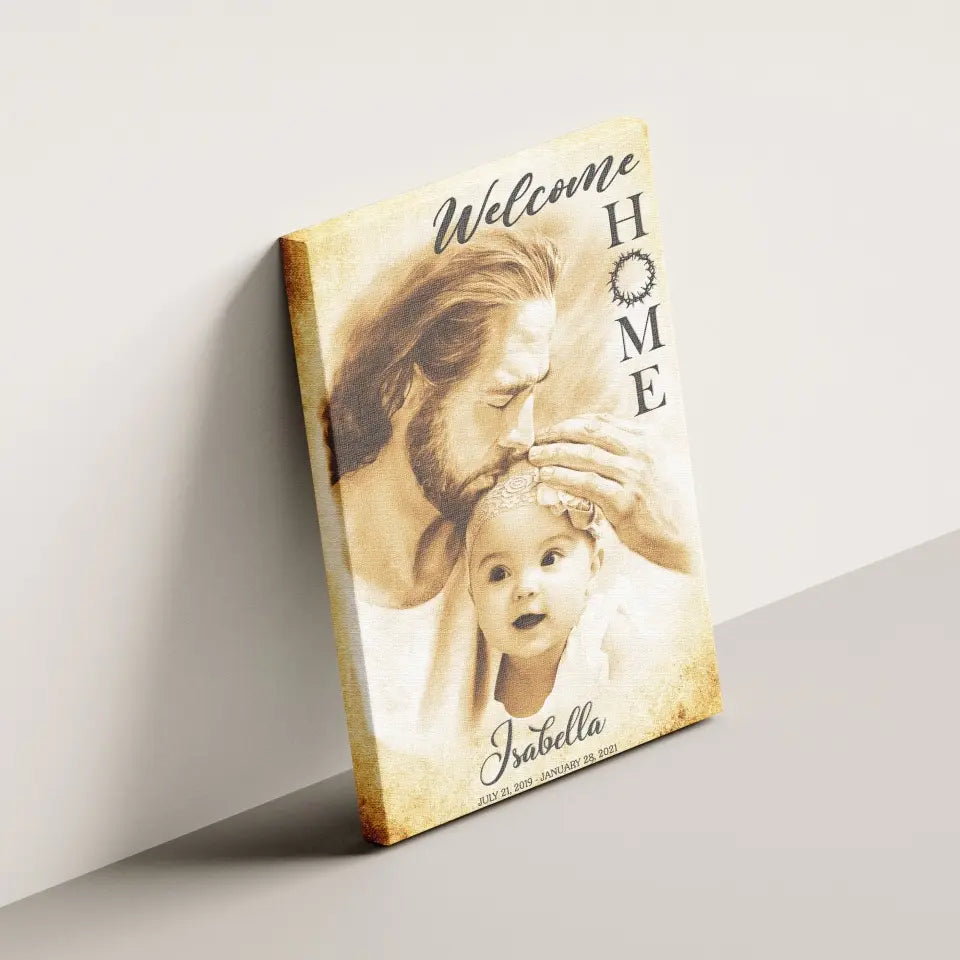 Personalized Canvas Prints, Custom Photo Memorial Gift, Baby Girl Loss Gift, Baby Loss Gift, Welcome Home, Safe In The Arms Of Jesus Dem Canvas