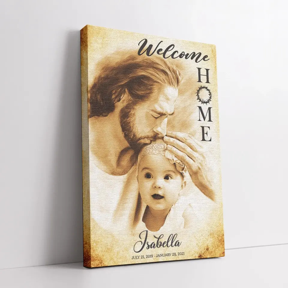 Personalized Canvas Prints, Custom Photo Memorial Gift, Baby Girl Loss Gift, Baby Loss Gift, Welcome Home, Safe In The Arms Of Jesus Dem Canvas