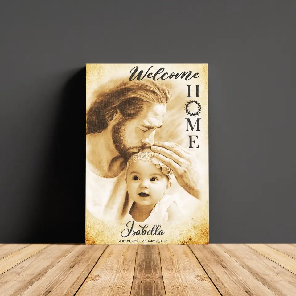 Personalized Canvas Prints, Custom Photo Memorial Gift, Baby Girl Loss Gift, Baby Loss Gift, Welcome Home, Safe In The Arms Of Jesus Dem Canvas