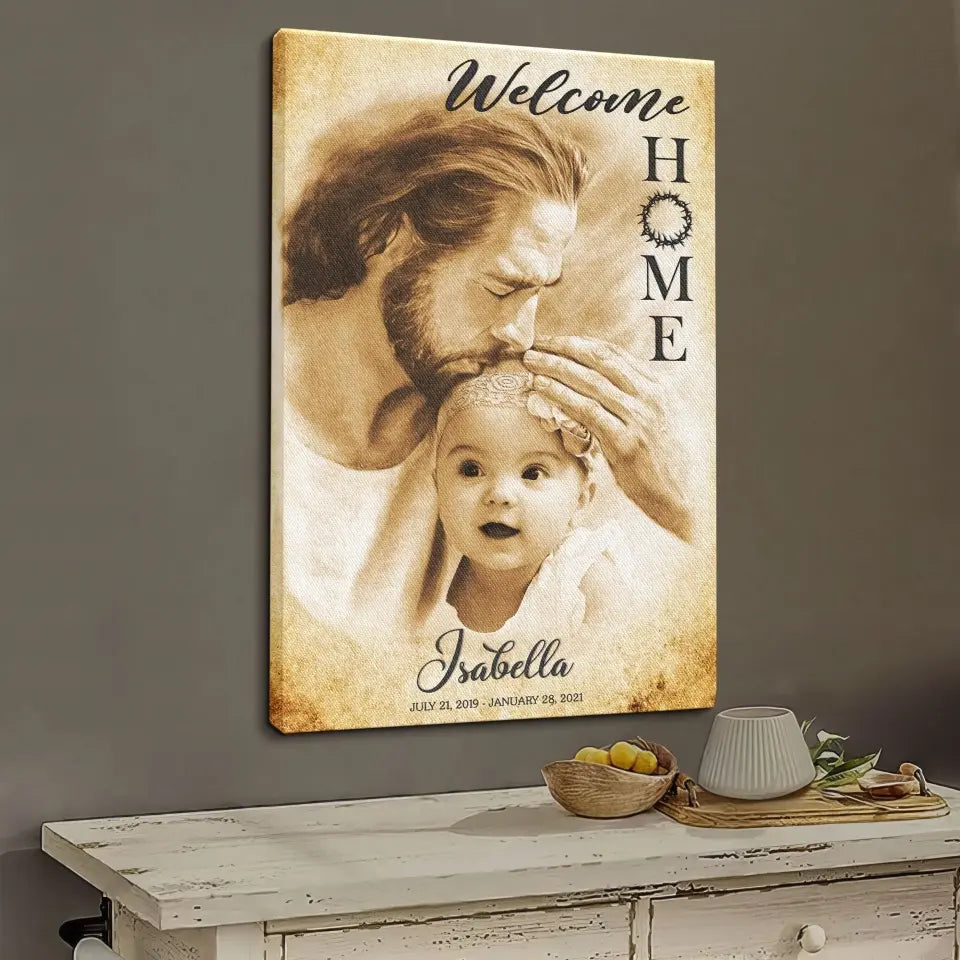 Personalized Canvas Prints, Custom Photo Memorial Gift, Baby Girl Loss Gift, Baby Loss Gift, Welcome Home, Safe In The Arms Of Jesus Dem Canvas