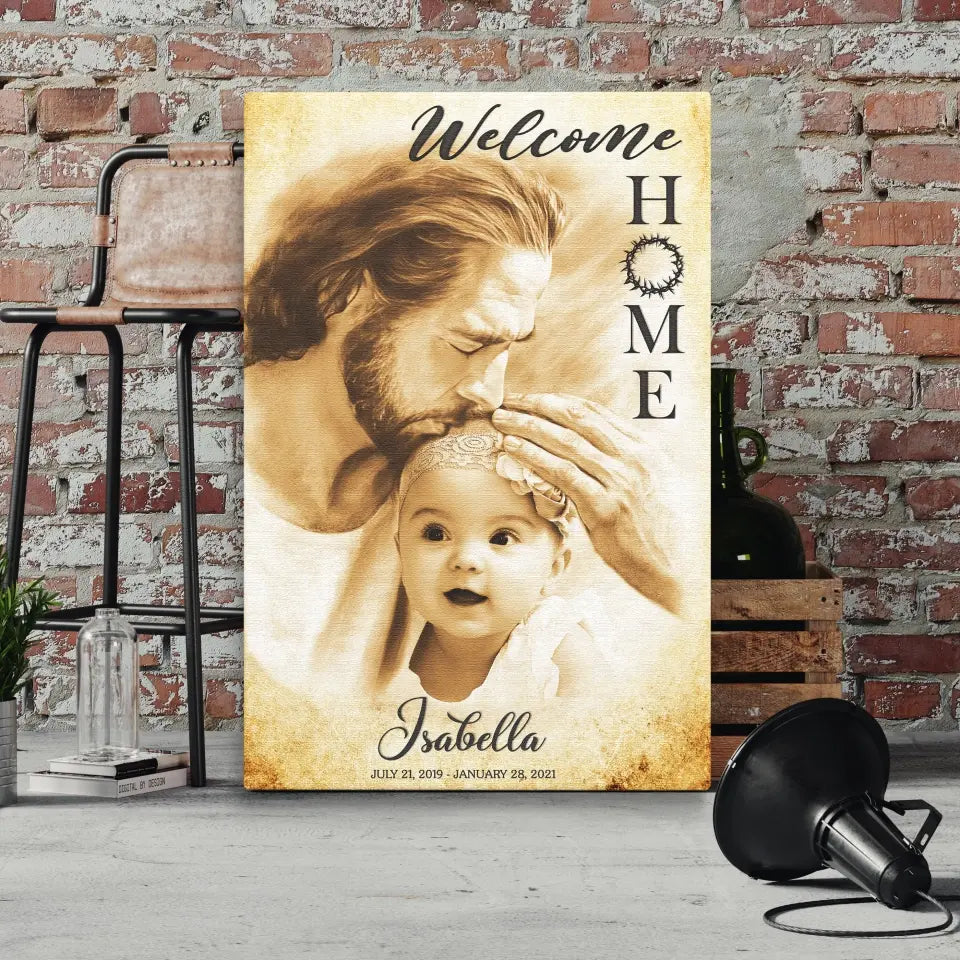 Personalized Canvas Prints, Custom Photo Memorial Gift, Baby Girl Loss Gift, Baby Loss Gift, Welcome Home, Safe In The Arms Of Jesus Dem Canvas